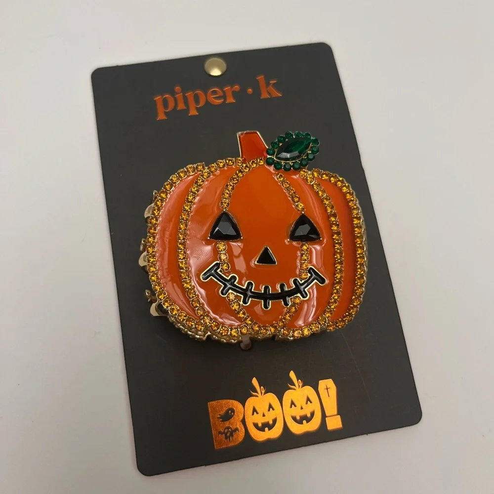 NWT ⚜️🎃⚜️ Piper K Adorable Jack o Lantern Pumpkin Hair Claw Clip